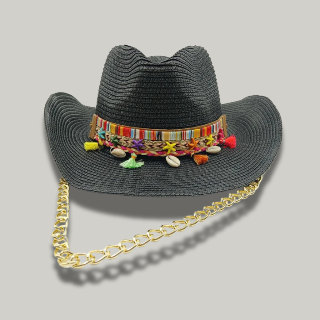 Chapeau de Cowboy Femme Noir Vintage