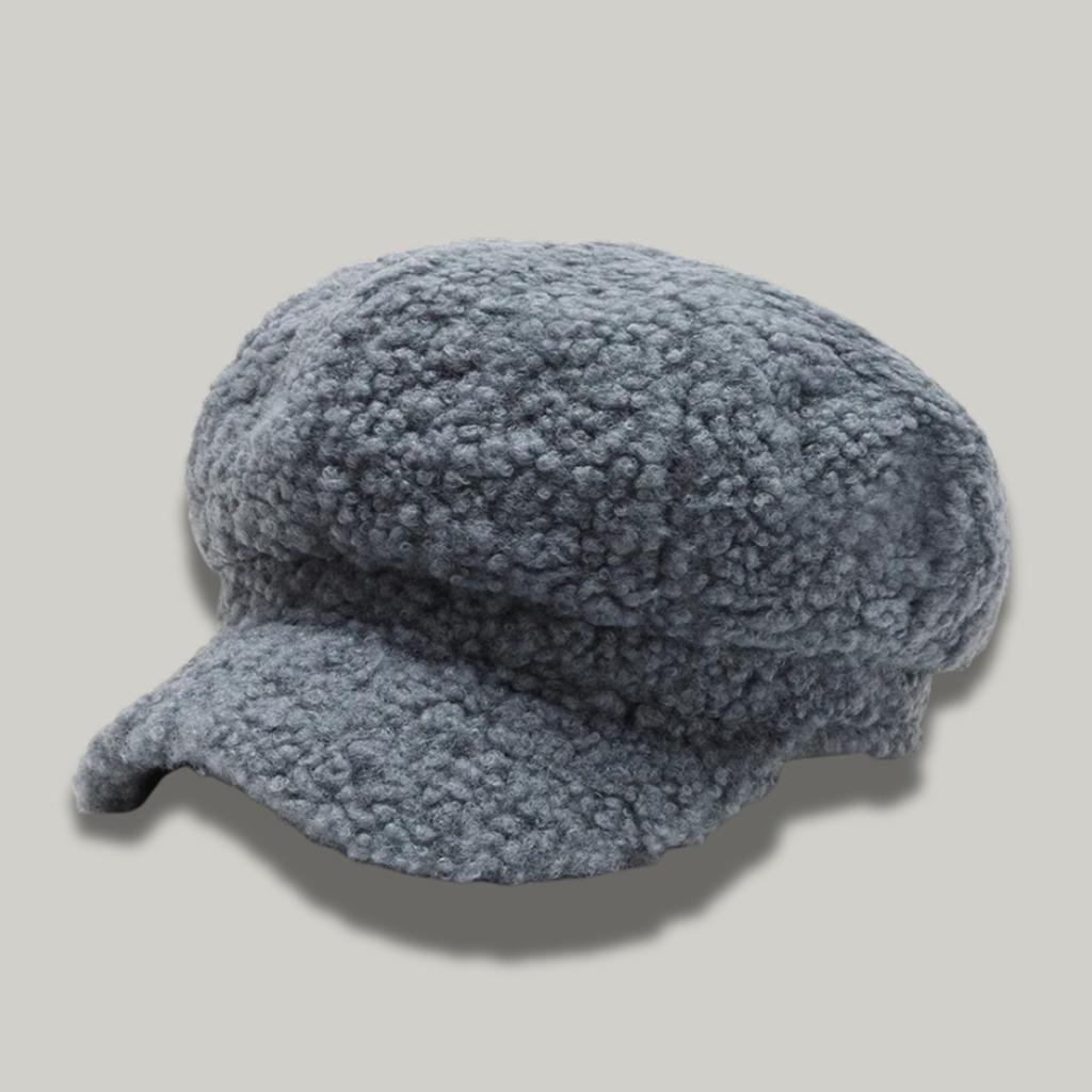 Béret Gavroche Femme Gris à Fourrure