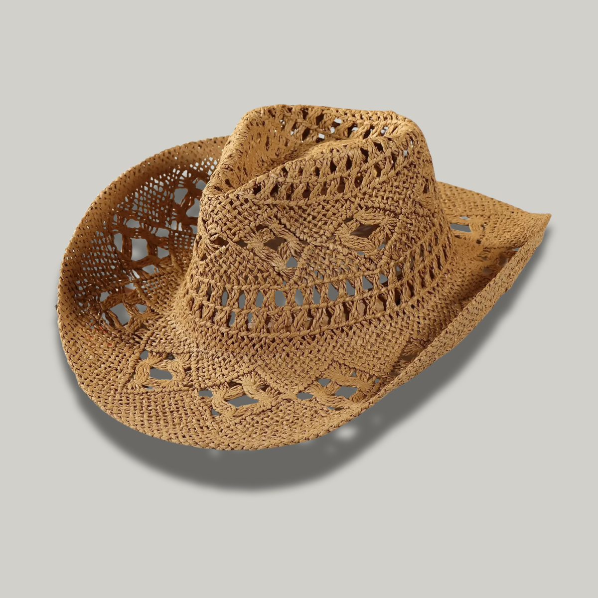 Chapeau de Cowboy Femme Marron Crochet
