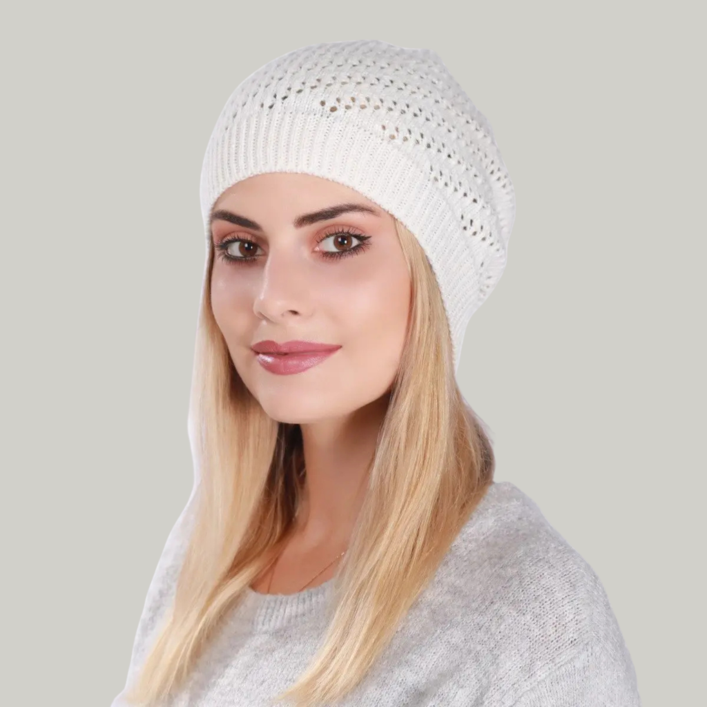 Bonnet Crochet Femme Blanc Hiver