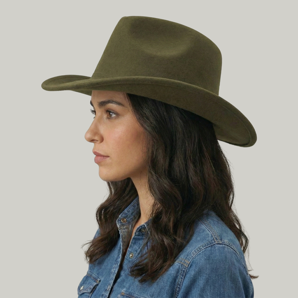 Chapeau de Cowboy Vert Sans Motif