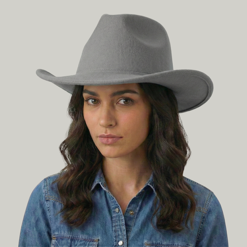 Chapeau de Cowboy Gris Sans Motif