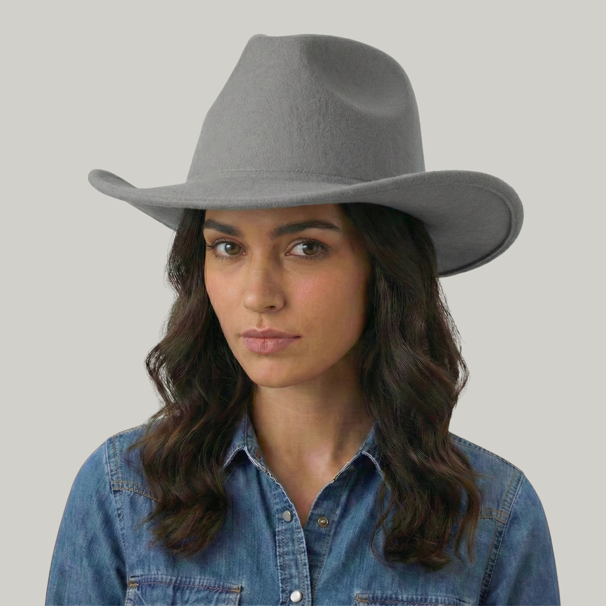 Chapeau de Cowboy Gris Sans Motif