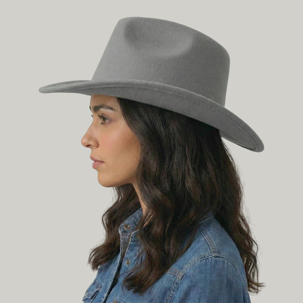 Chapeau de Cowboy Gris Sans Motif