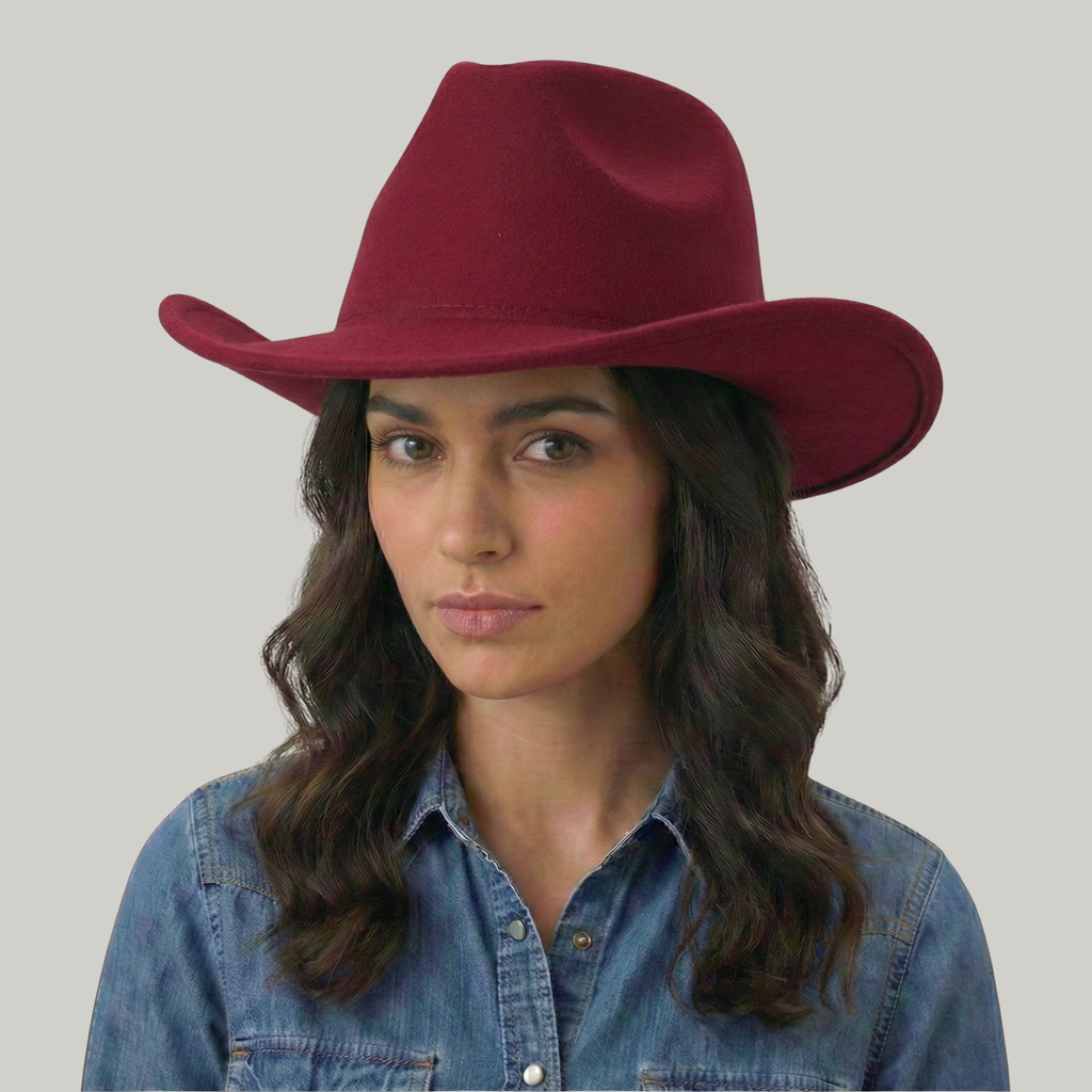 Chapeau de Cowboy Rouge Sans Motif