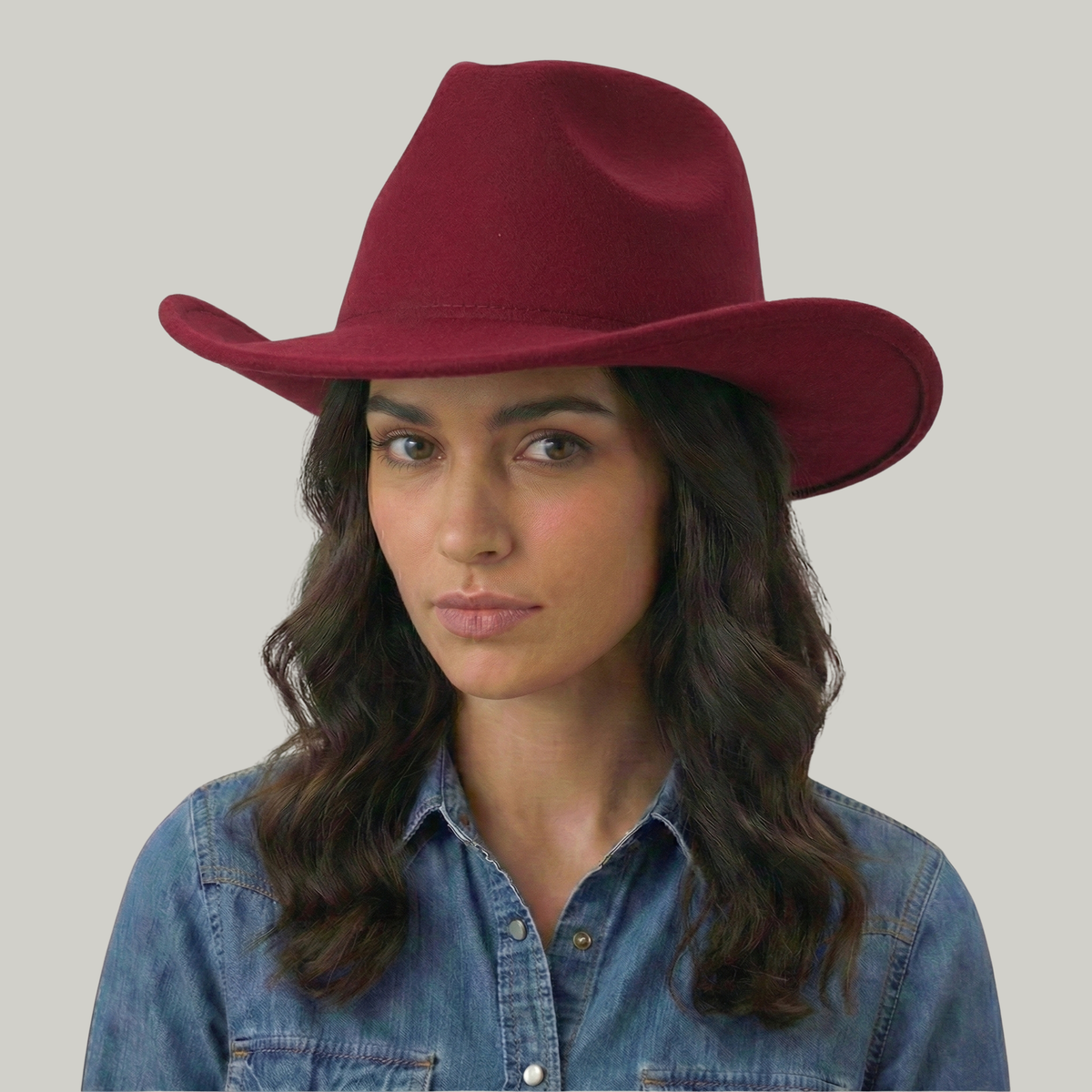 Chapeau de Cowboy Rouge Sans Motif