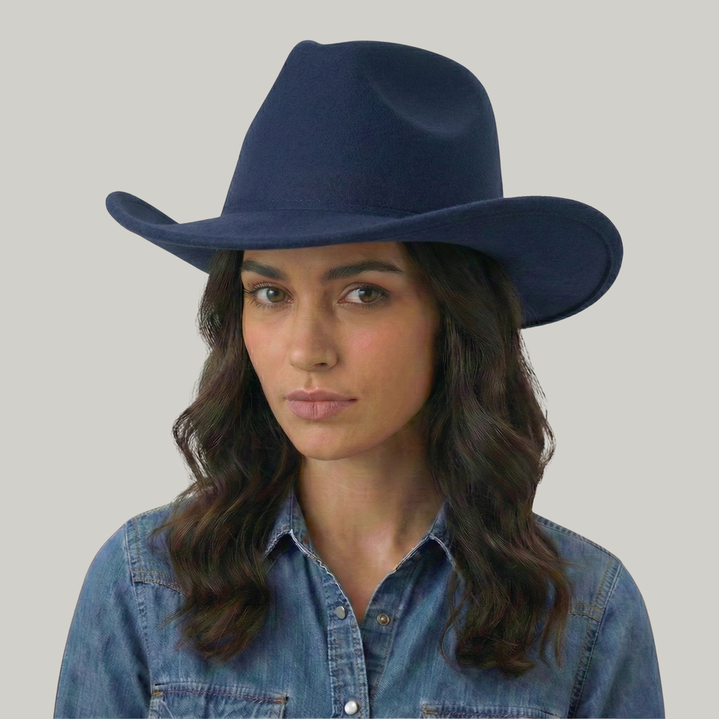 Chapeau de Cowboy Bleu Sans Motif