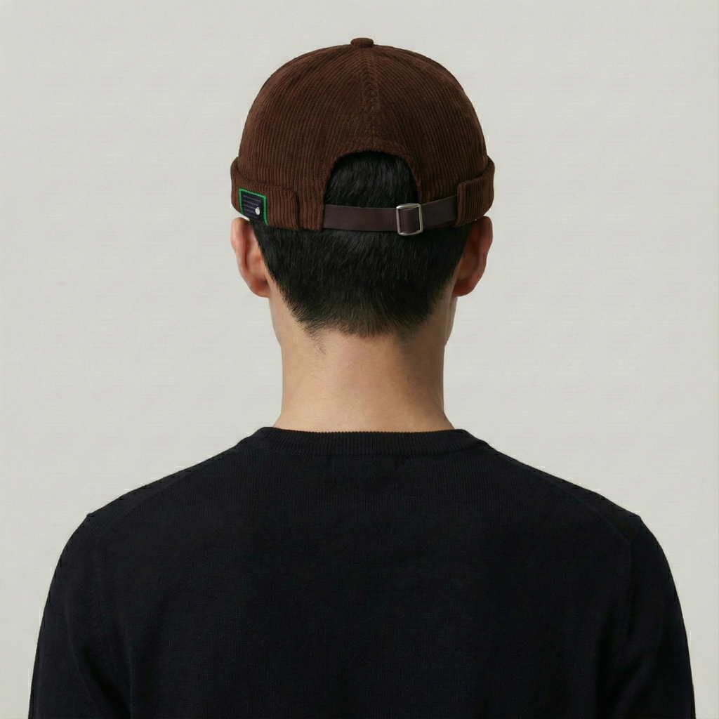 Bonnet Docker Marron à Rayure