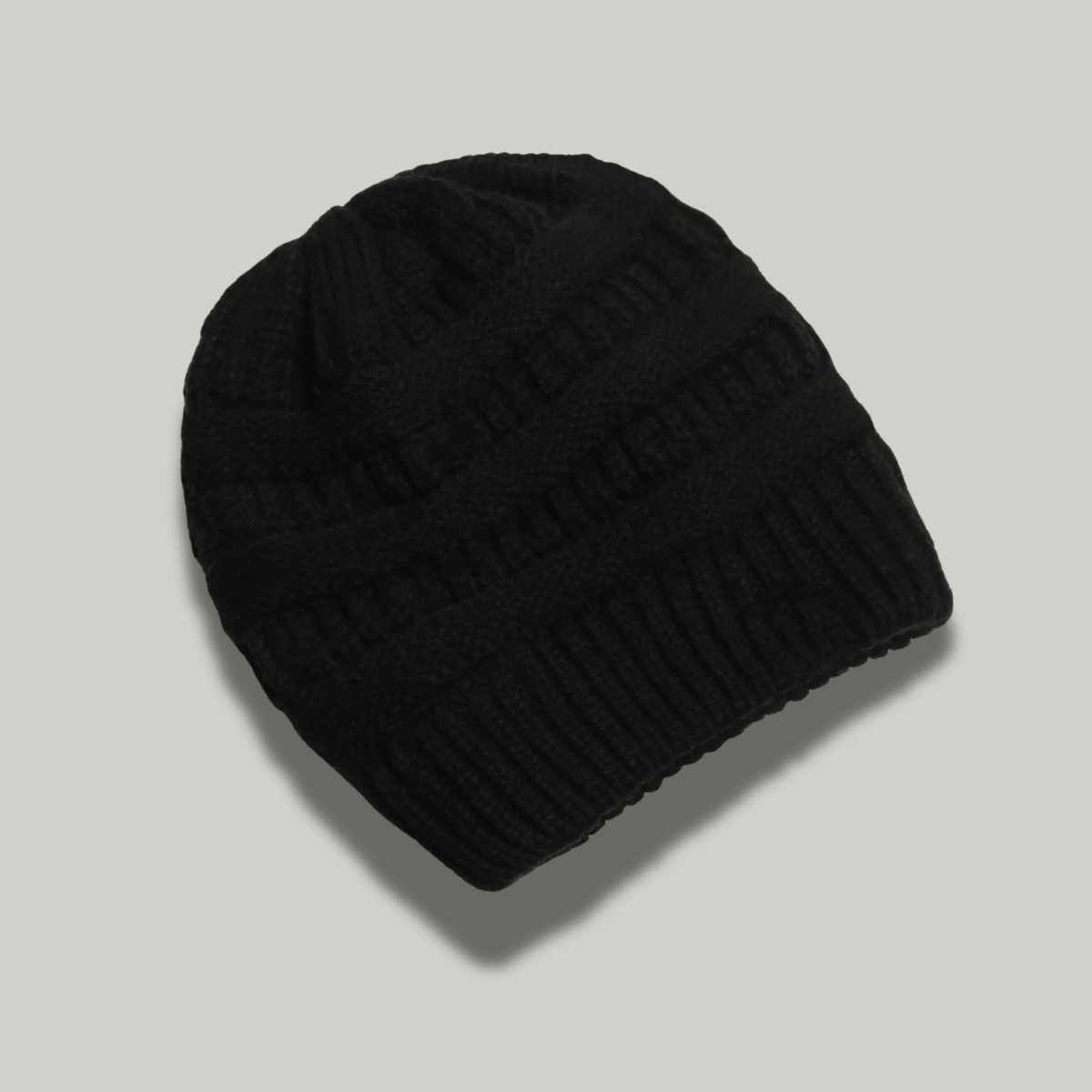 Bonnet Tricot Femme Noir à Relief