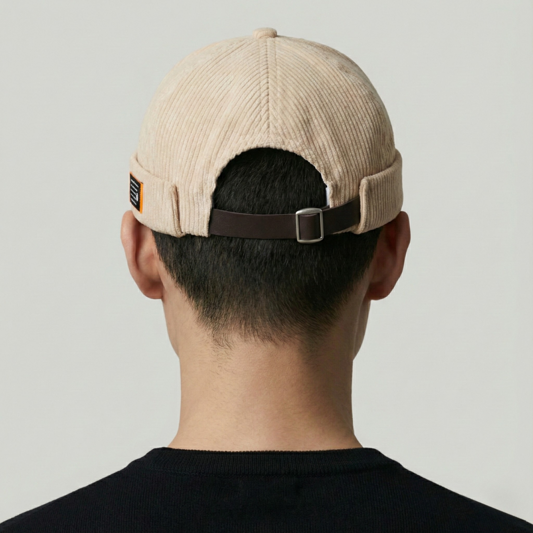 Bonnet Docker Beige à Rayure