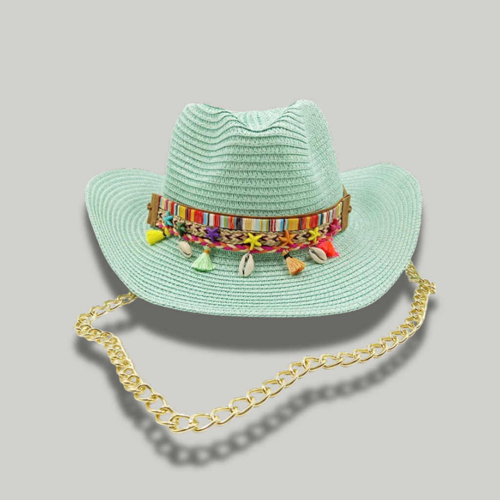 Chapeau de Cowboy Femme Vert Vintage