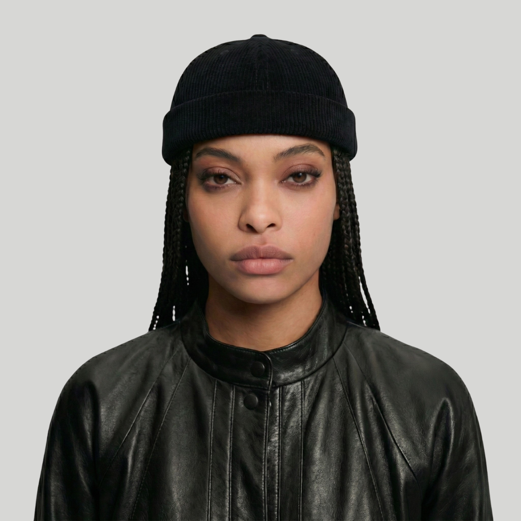 Bonnet Docker Noir à Rayure