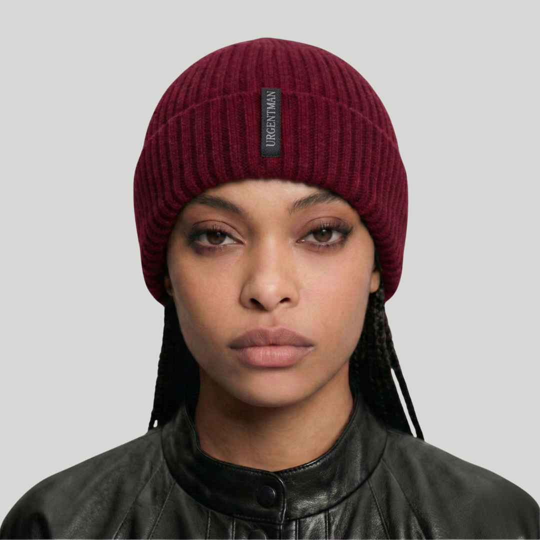 Bonnet Hiver Rouge Côtelé
