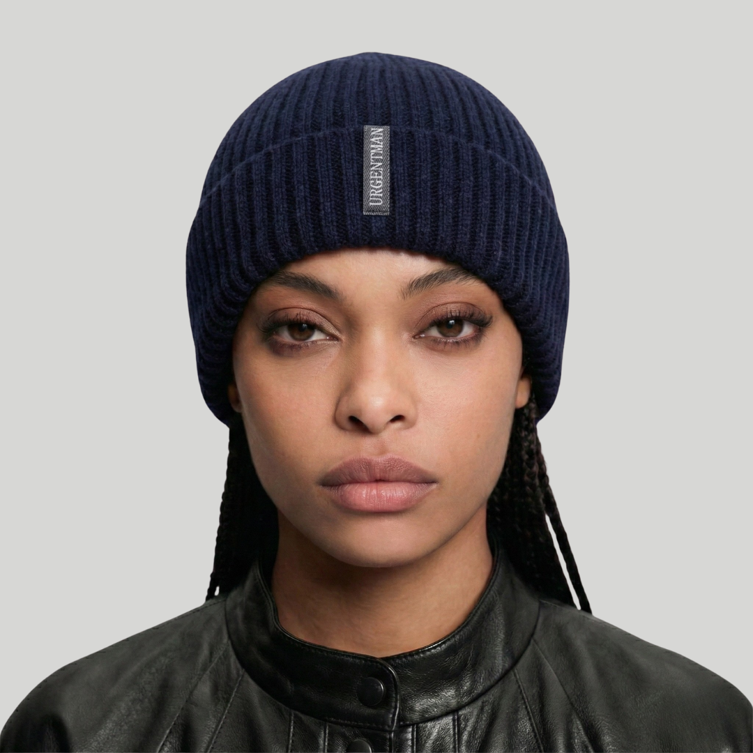 Bonnet Hiver Bleu Côtelé