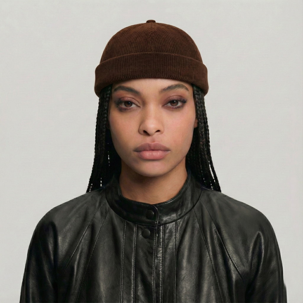 Bonnet Docker Marron à Rayure