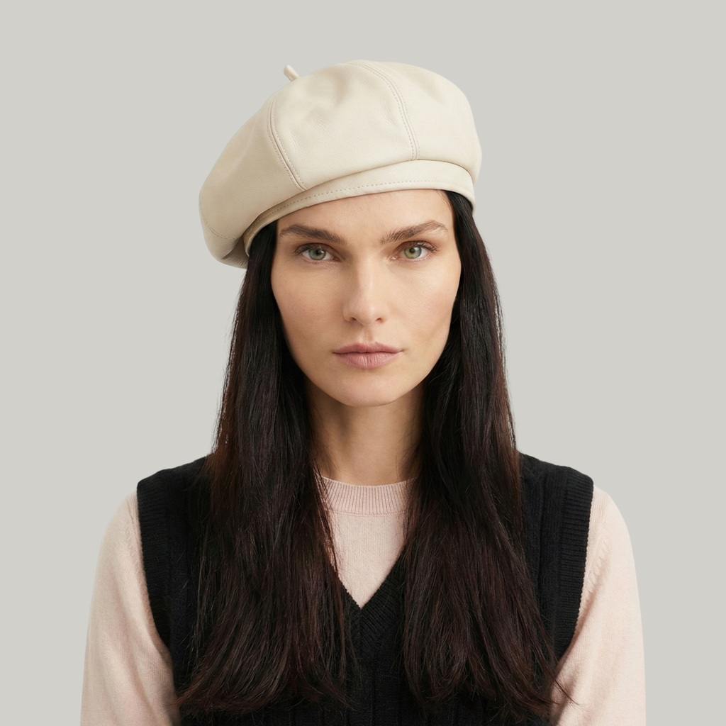 Béret Basque Femme Beige Brillant