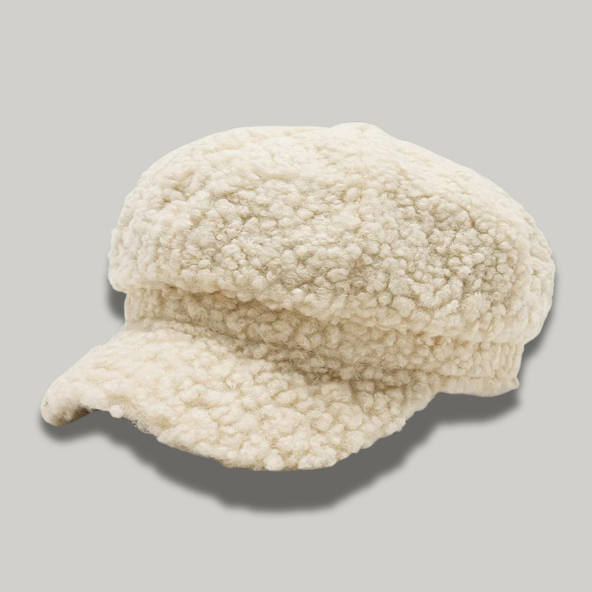 Béret Gavroche Femme Beige à Fourrure