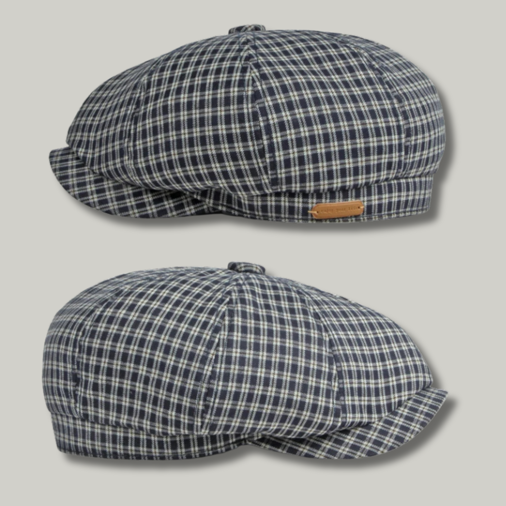 Béret Gavroche Homme Gris à Carreaux