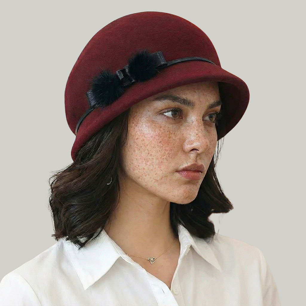 Chapeau Melon Femme Rouge à Noeud