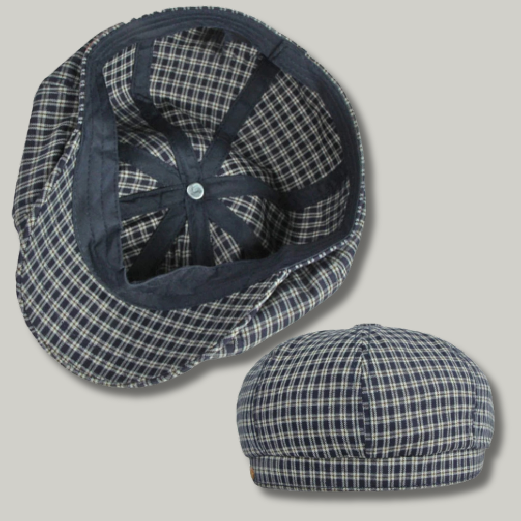 Béret Gavroche Homme Gris à Carreaux