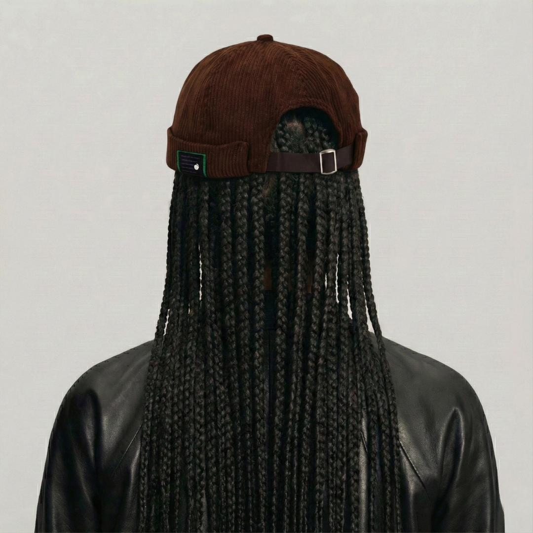 Bonnet Docker Marron à Rayure