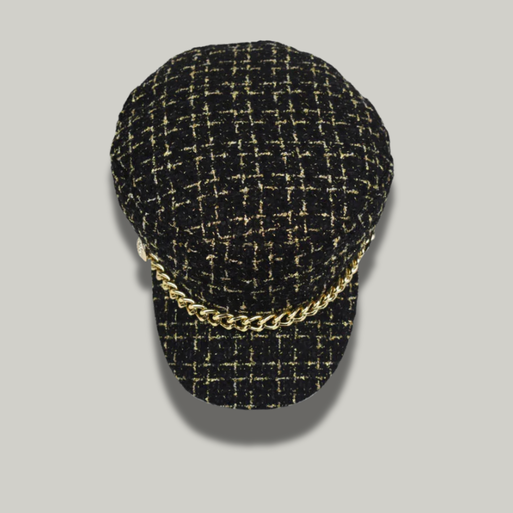 Béret Gavroche Femme Noir Chaine