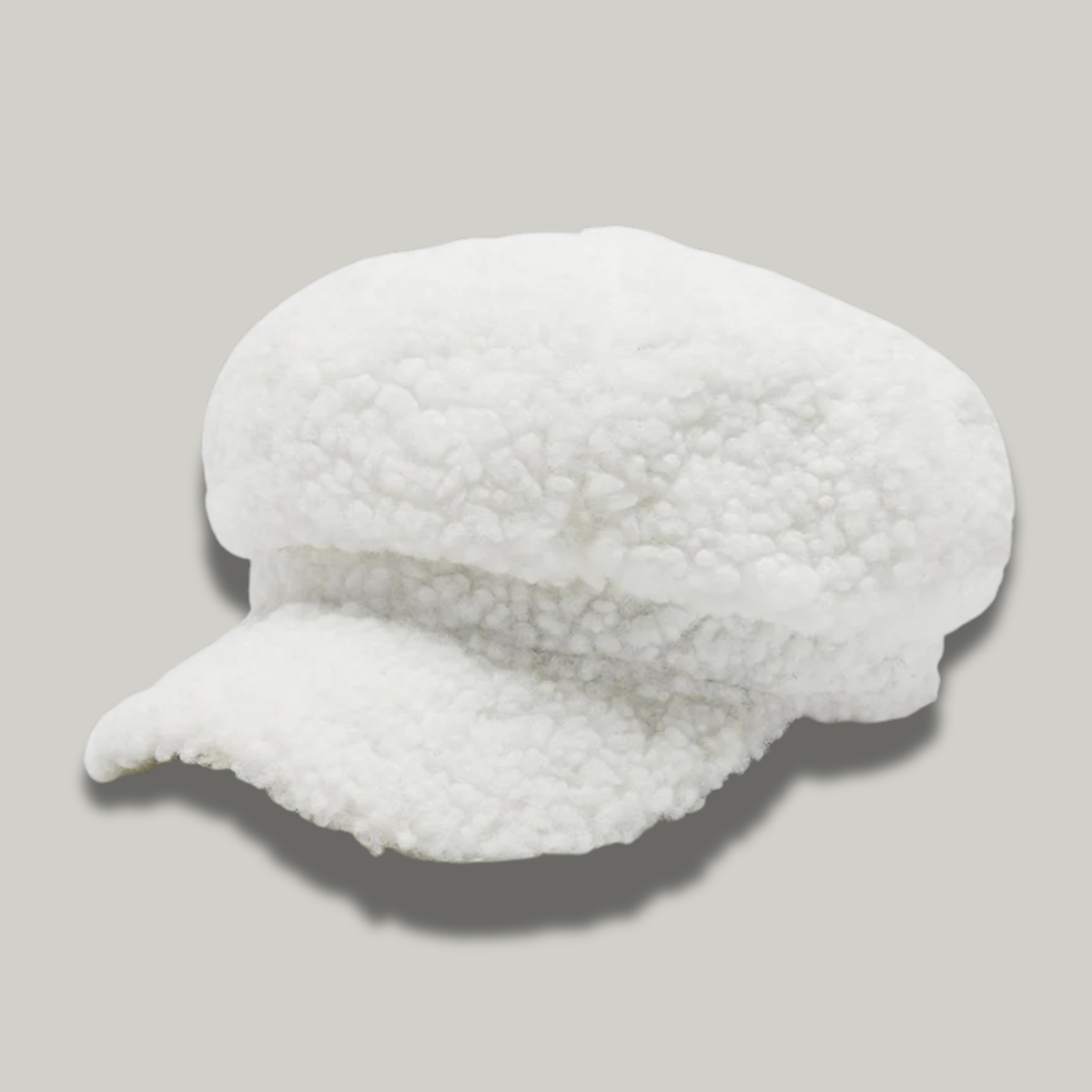 Béret Gavroche Femme Blanc à Fourrure