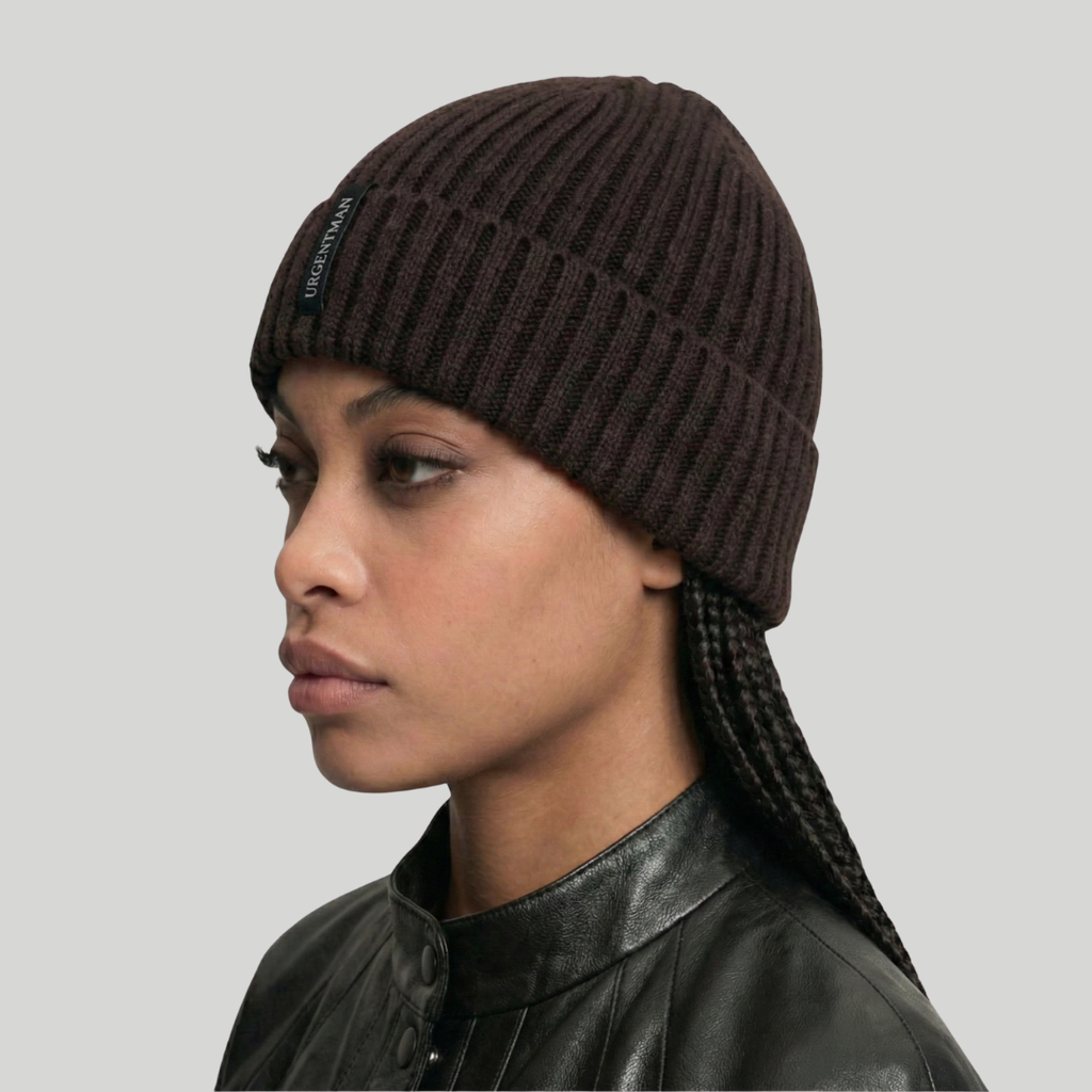 Bonnet Hiver Marron Côtelé