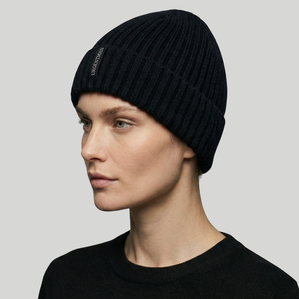 Bonnet Hiver Noir Côtelé