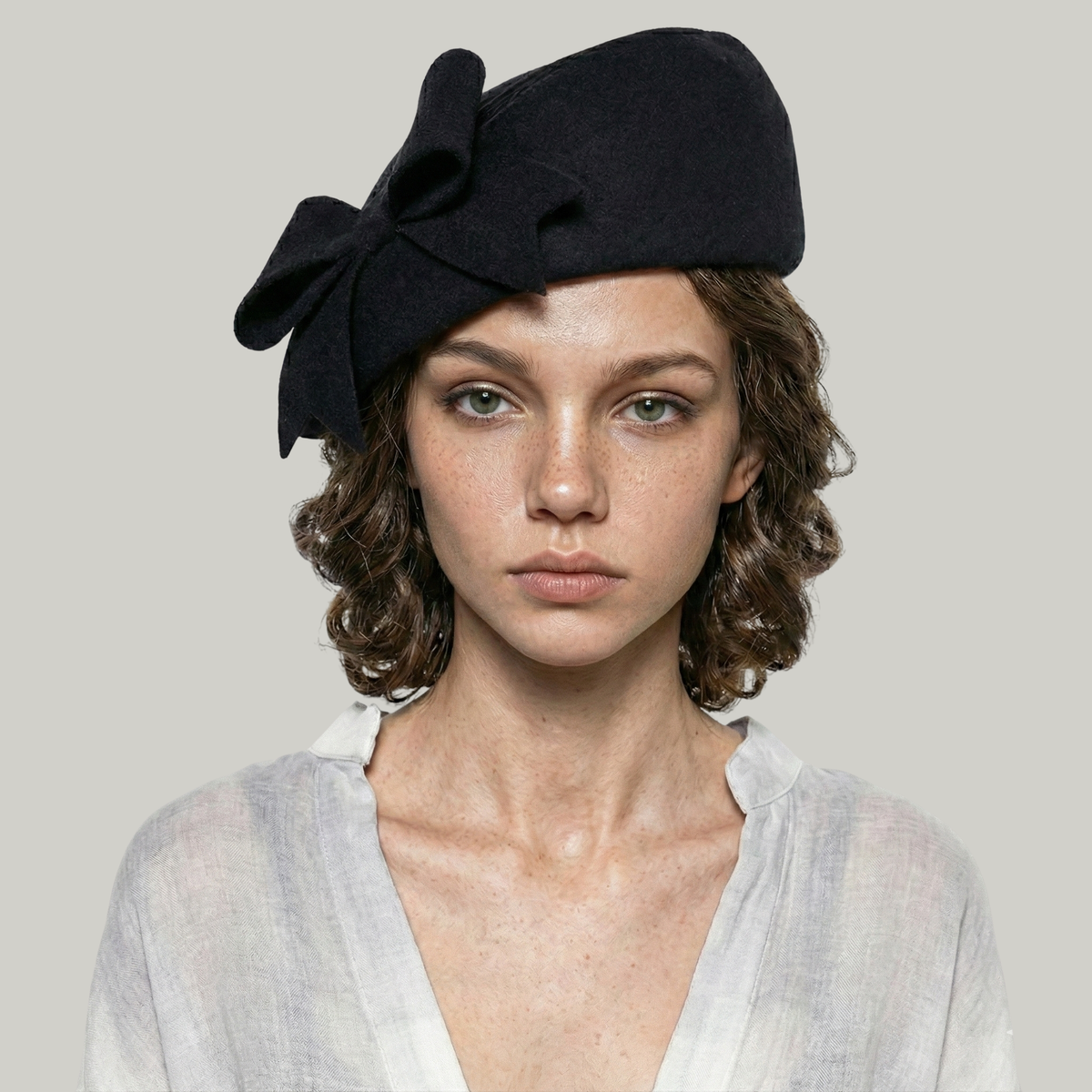 Béret Femme Noir à Noeud