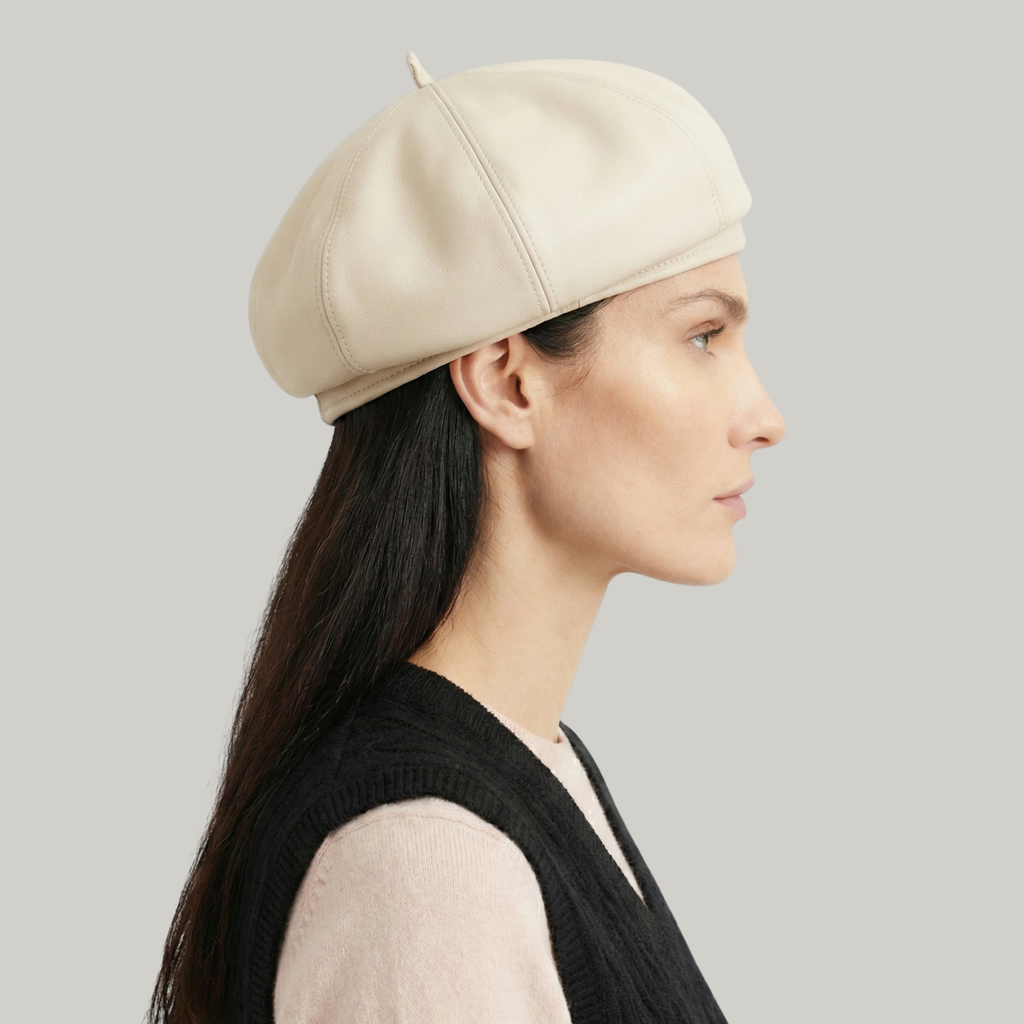 Béret Basque Femme Beige Brillant