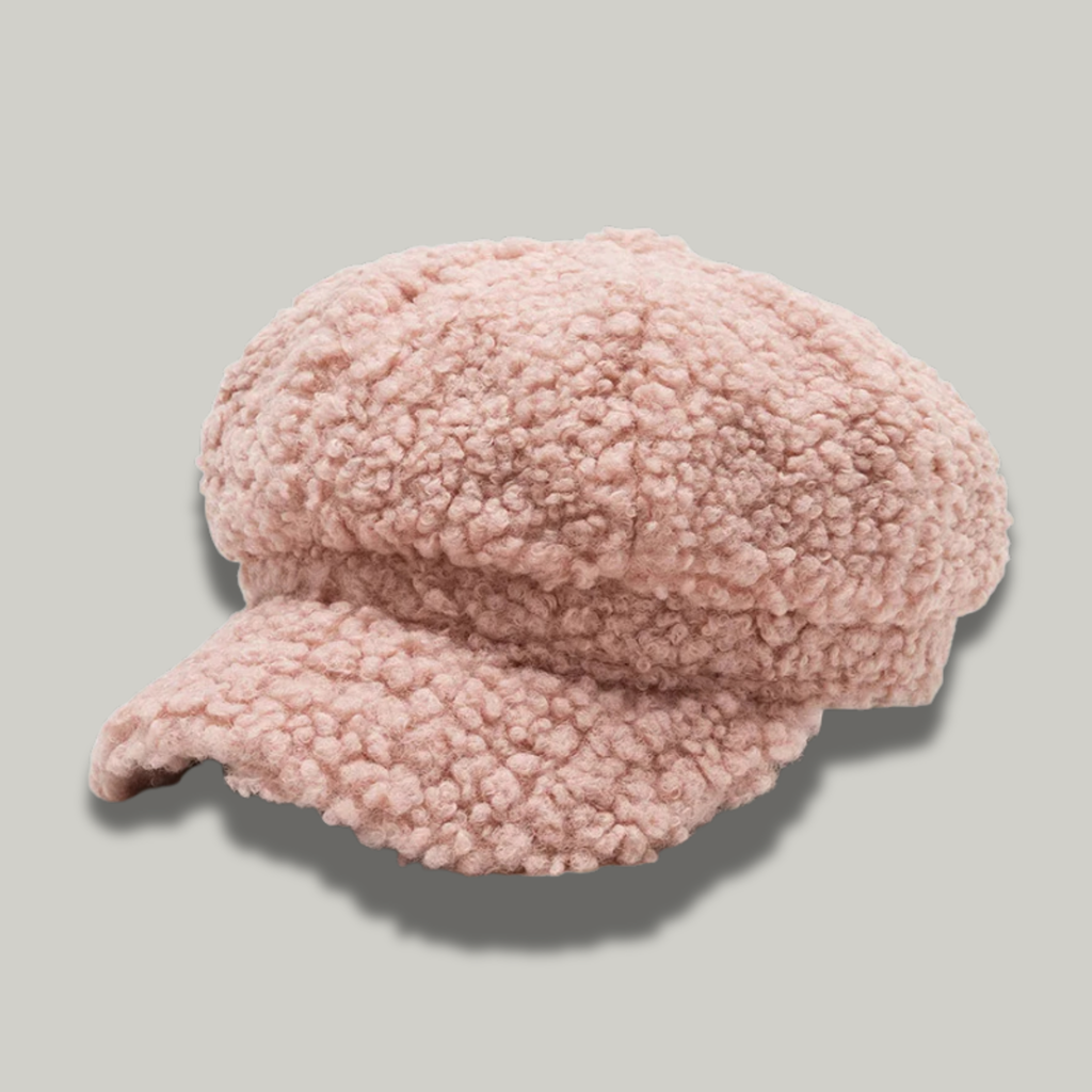 Béret Gavroche Femme Rose à Fourrure