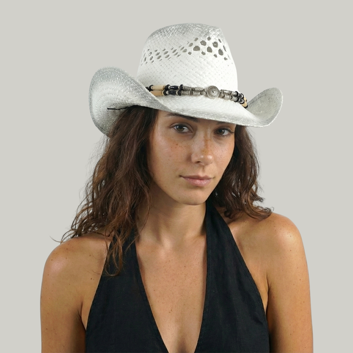 Chapeau de Cowboy Femme Blanc Rétro