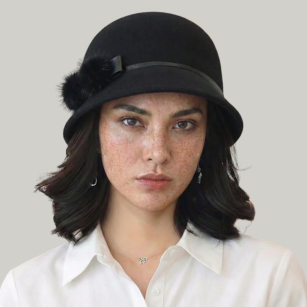 Chapeau Melon Femme Noir à Noeud