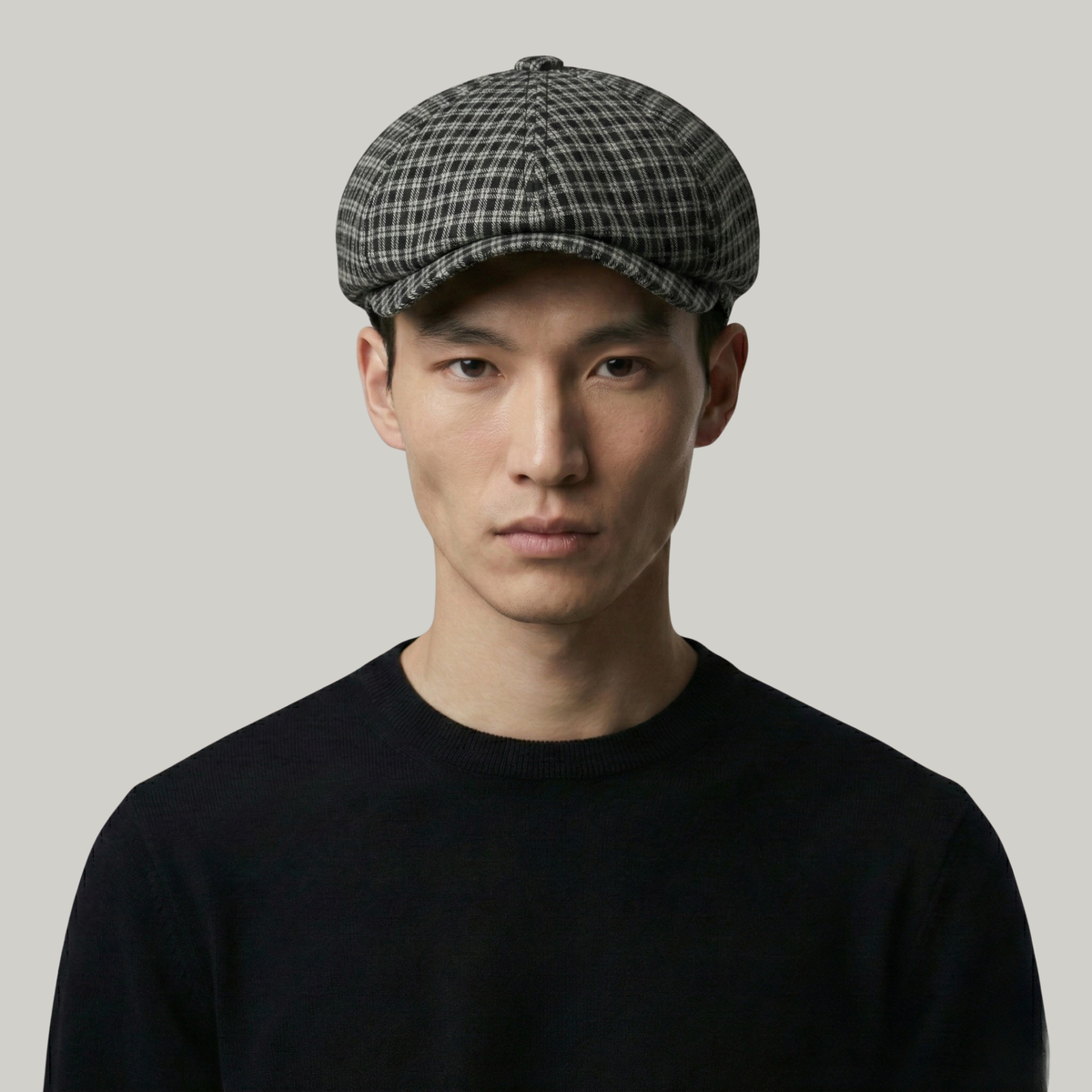 Béret Gavroche Homme Noir à Carreaux