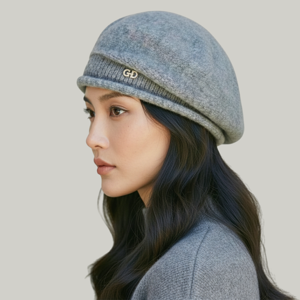 Béret Femme Gris Effet Laine