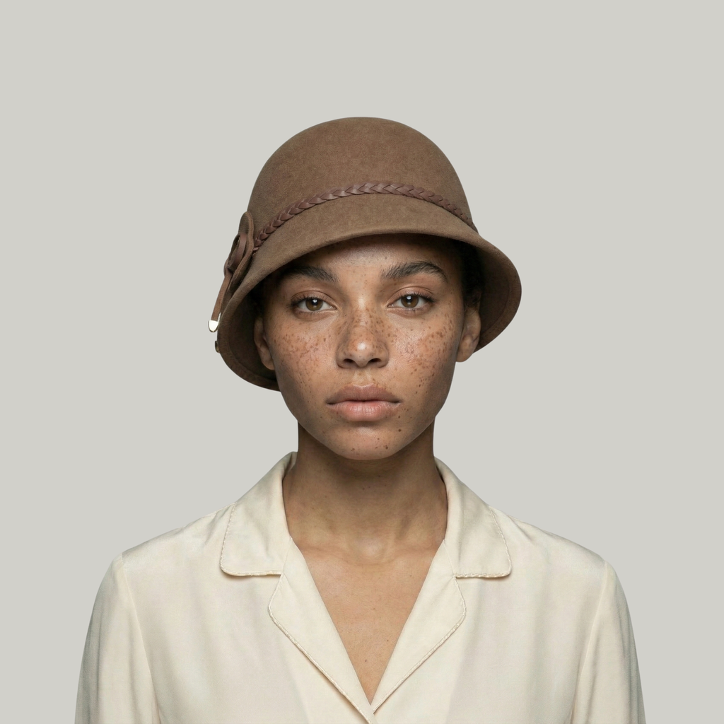 Chapeau Melon Femme Marron à Lacets