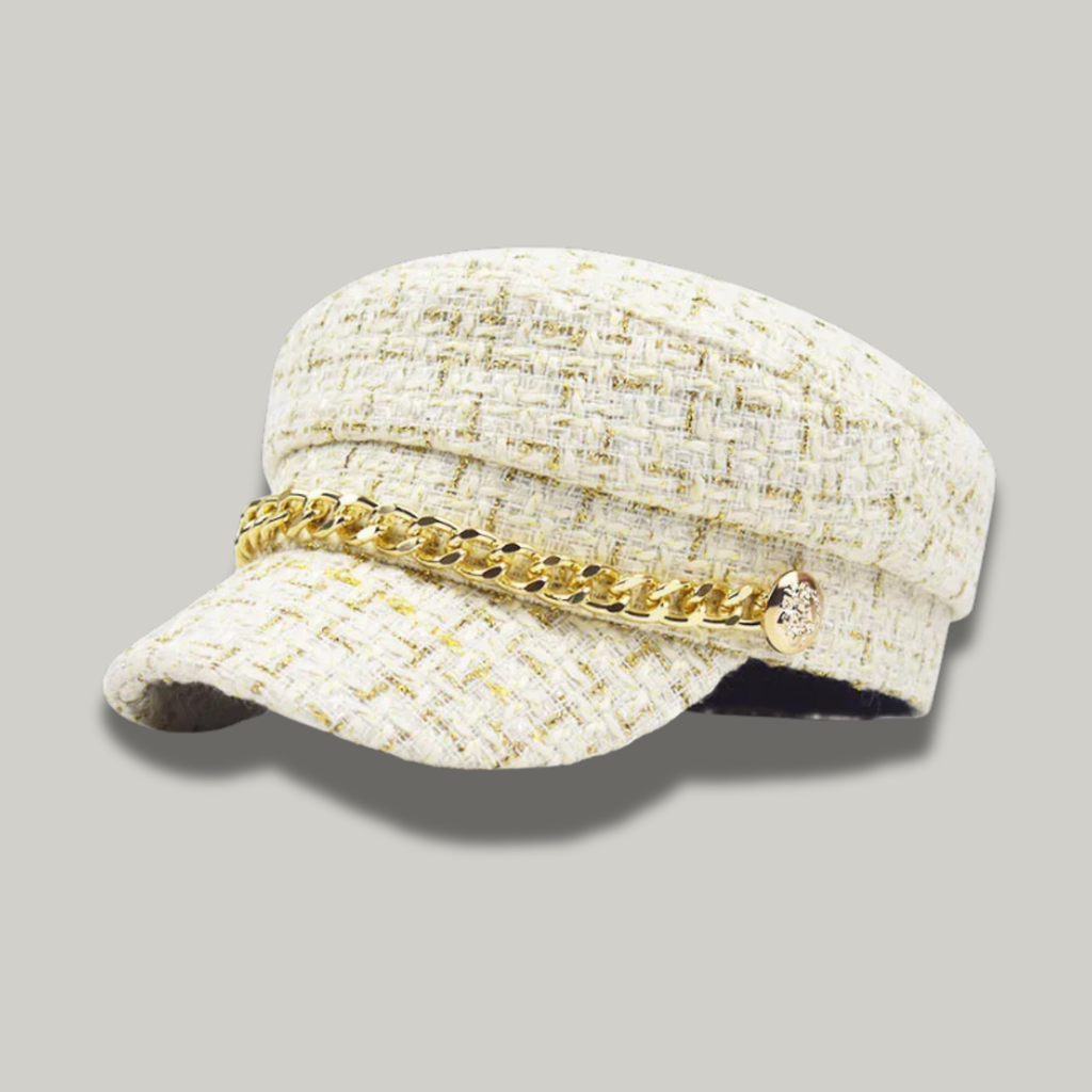 Béret Gavroche Femme Blanc Chaine
