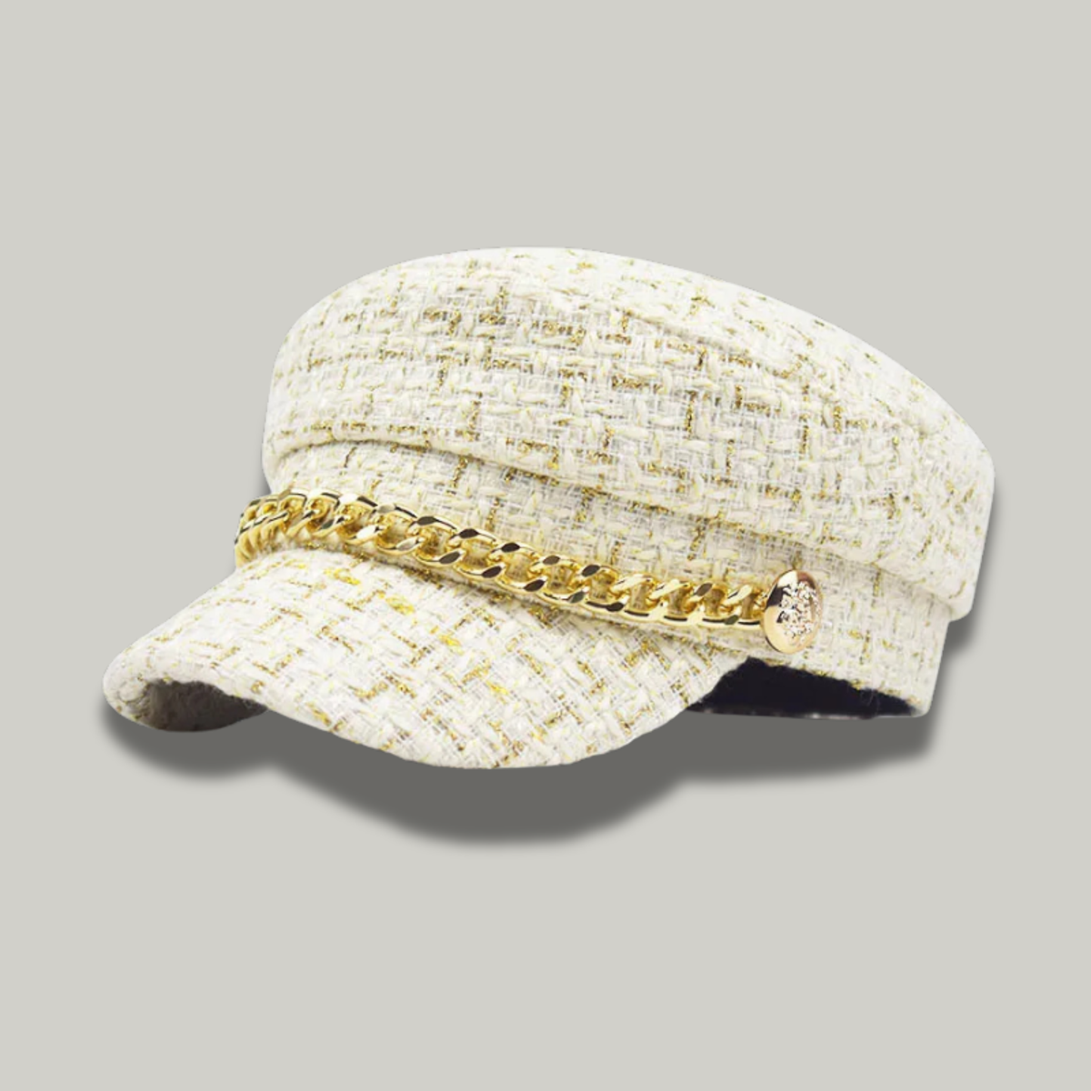 Béret Gavroche Femme Blanc Chaine