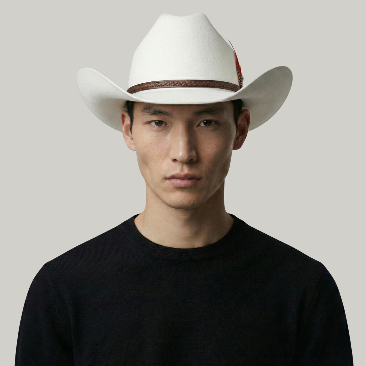 Chapeau de Cowboy Blanc à Plume