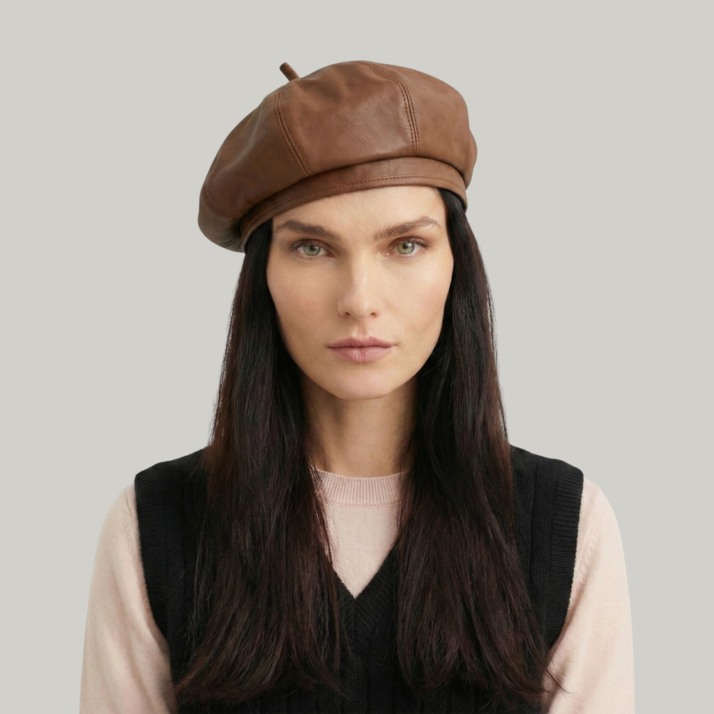 Béret Basque Femme Marron Brillant