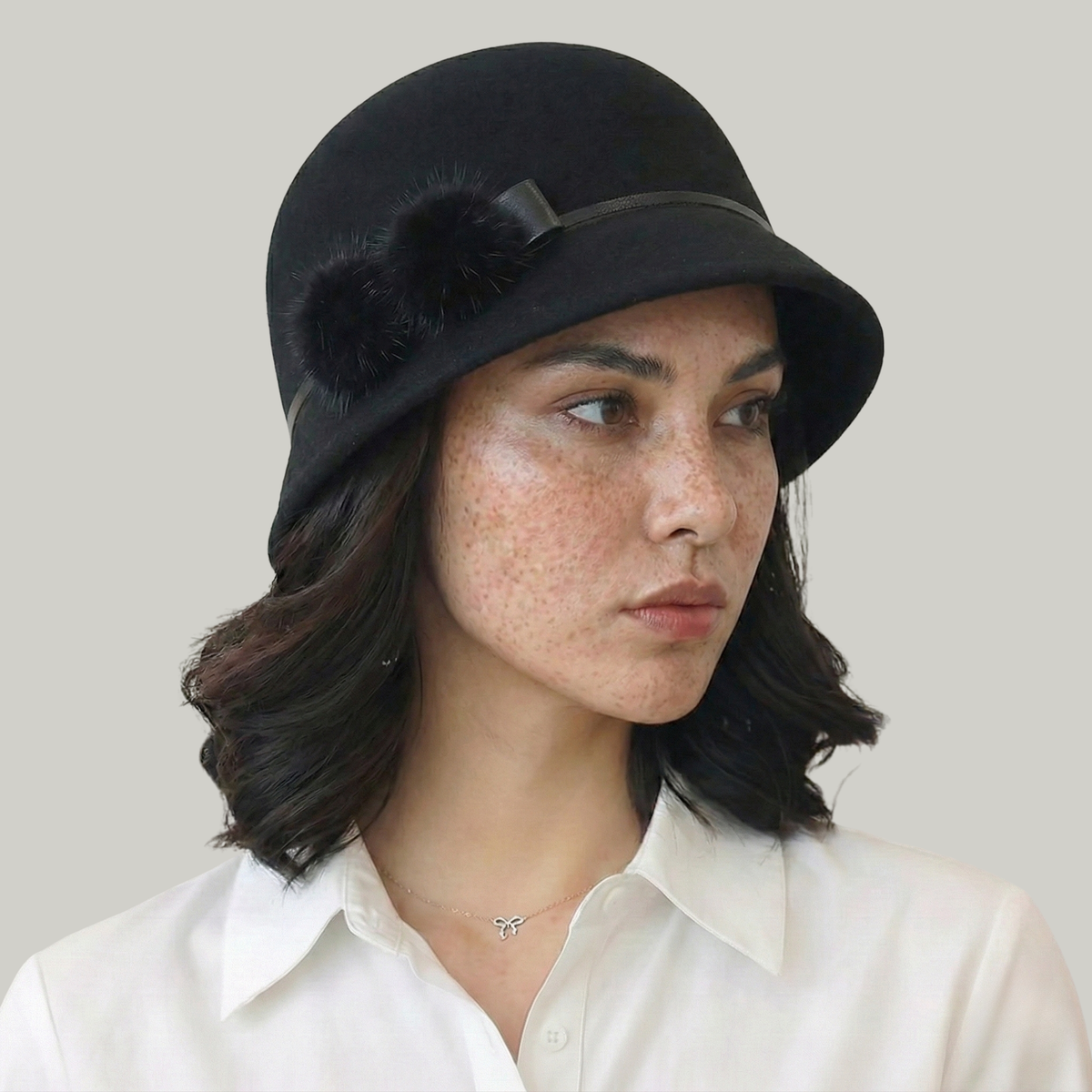 Chapeau Melon Femme Noir à Noeud