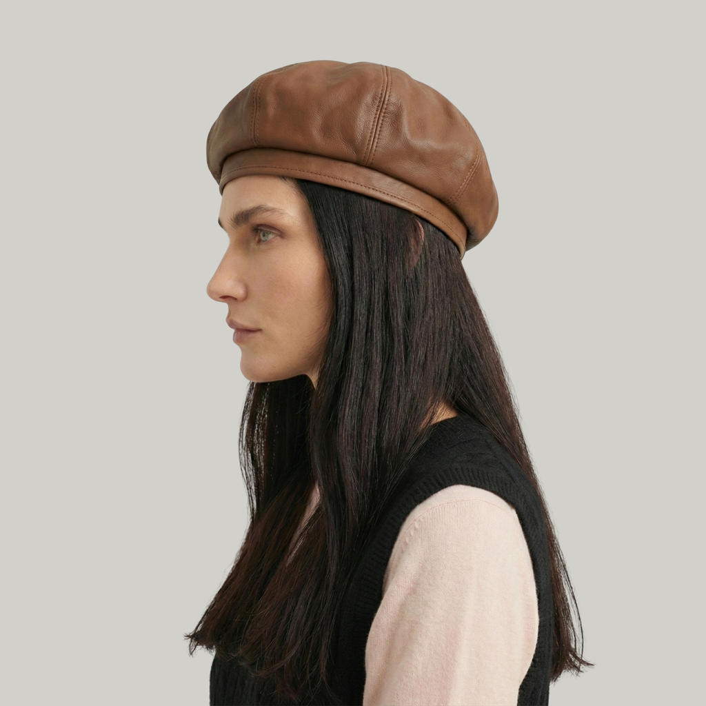 Béret Basque Femme Marron Brillant