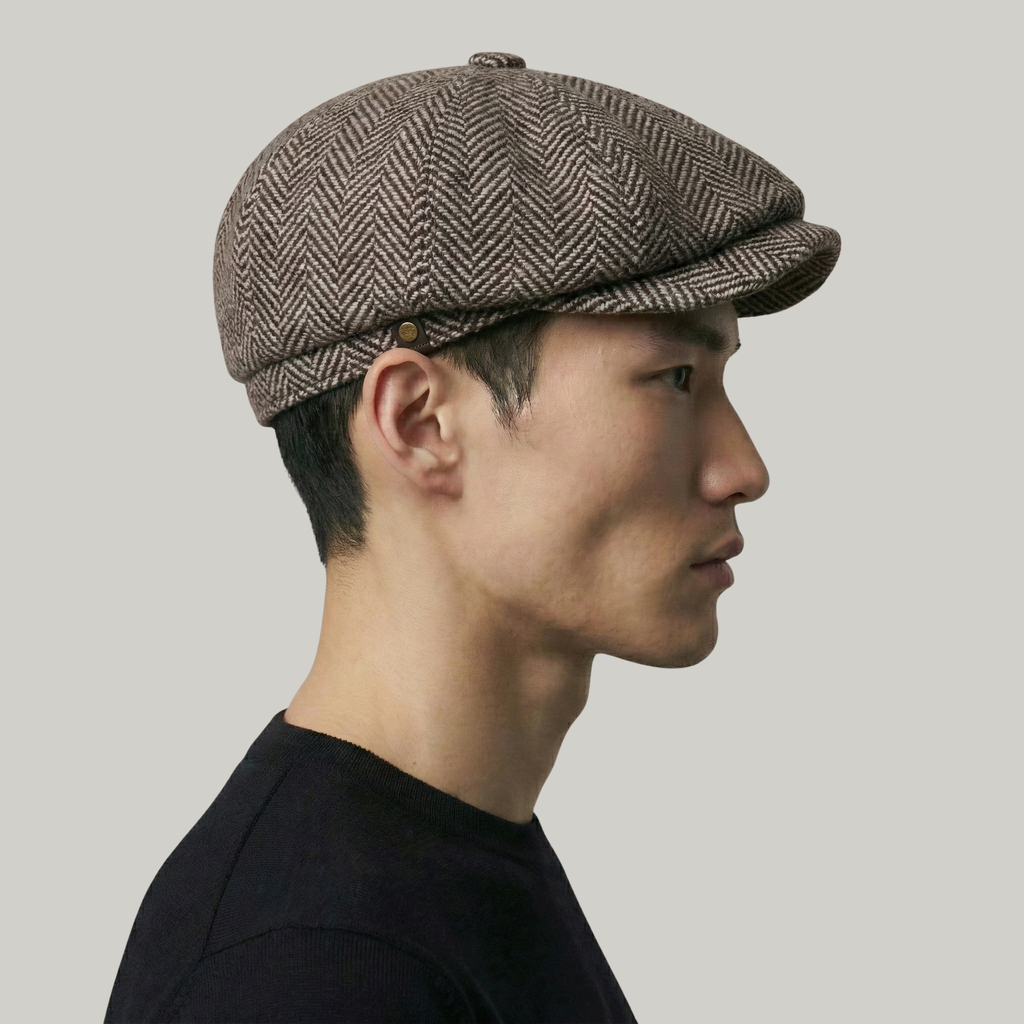 Béret Gavroche Marron à Rayure