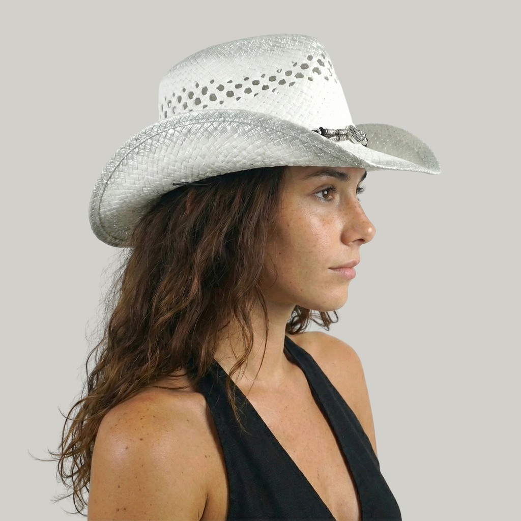 Chapeau de Cowboy Femme Blanc Rétro