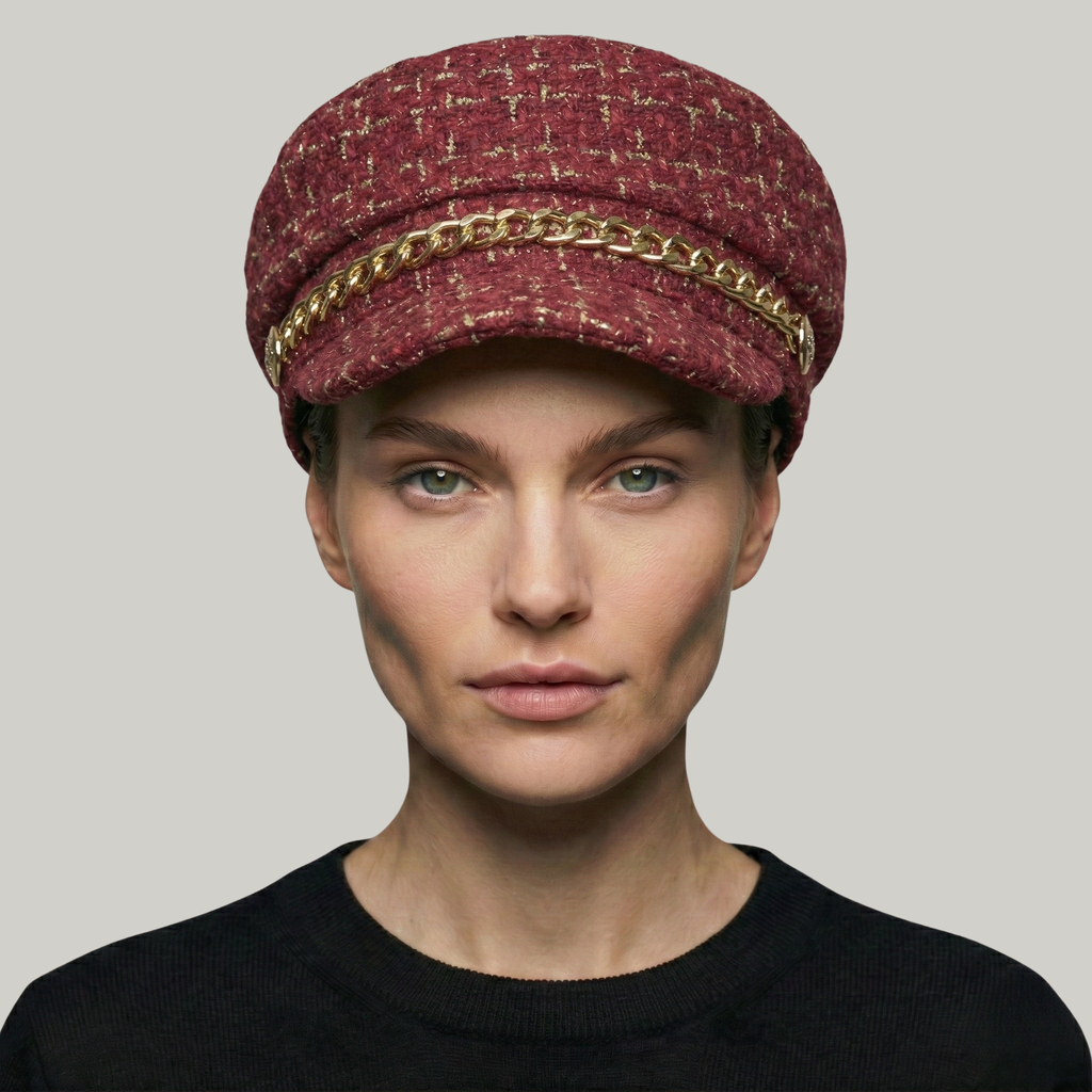 Béret Gavroche Femme Rouge Chaine