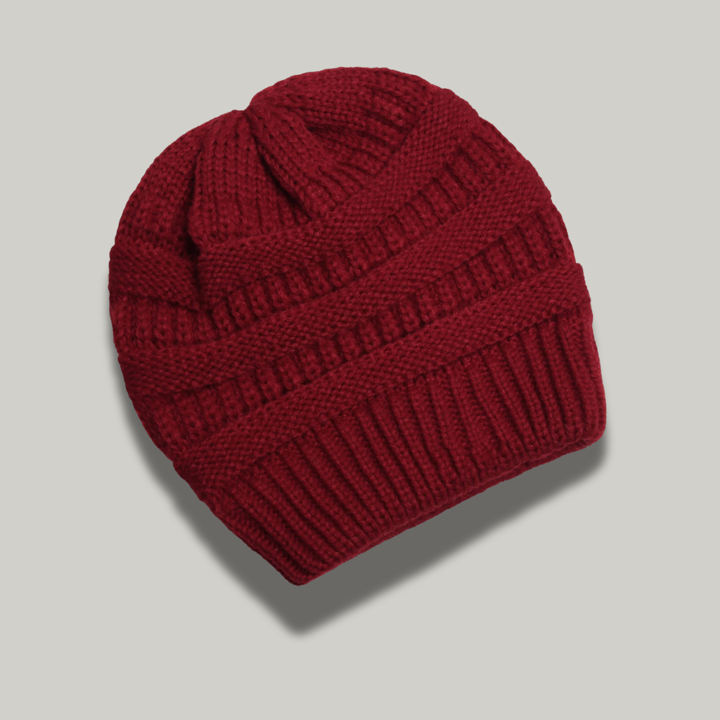 Bonnet Tricot Femme Rouge à Relief