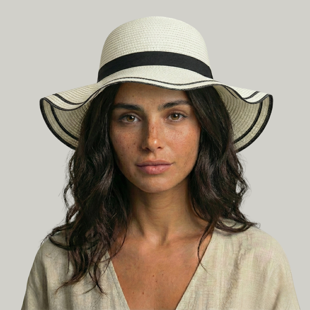 Chapeau de Paille Femme Blanc Élégant