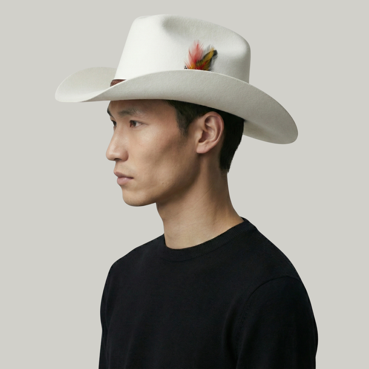 Chapeau de Cowboy Blanc à Plume