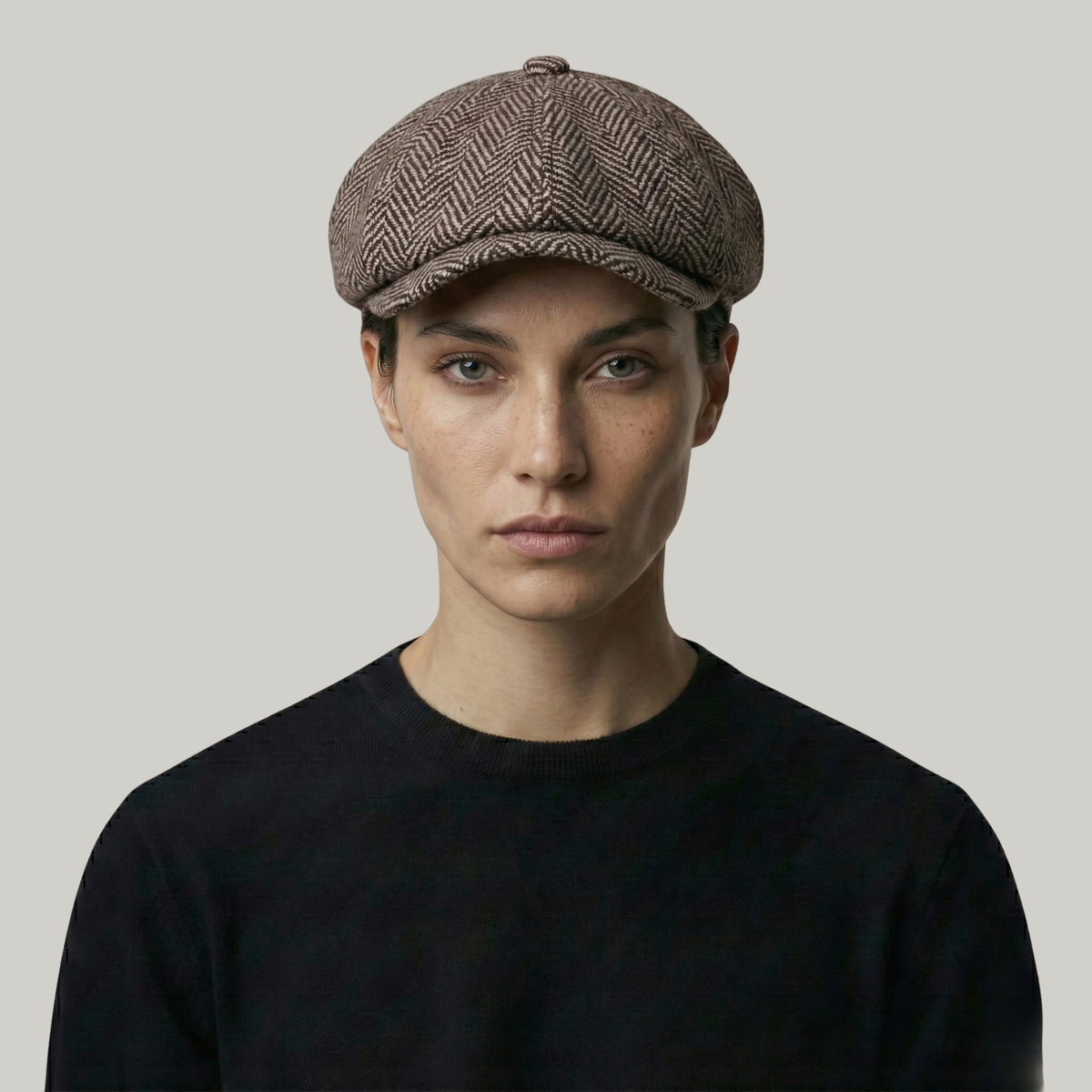 Béret Gavroche Marron à Rayure